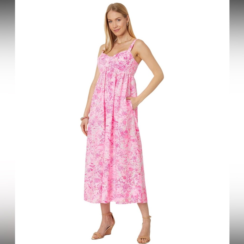 NWOT Lilly Pulitzer Azora cotton midi dress in Peony Pink Seaside Scene ⛵️